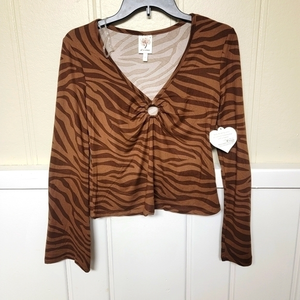 NWT Self Esteem Brown‎ Zebra Tee